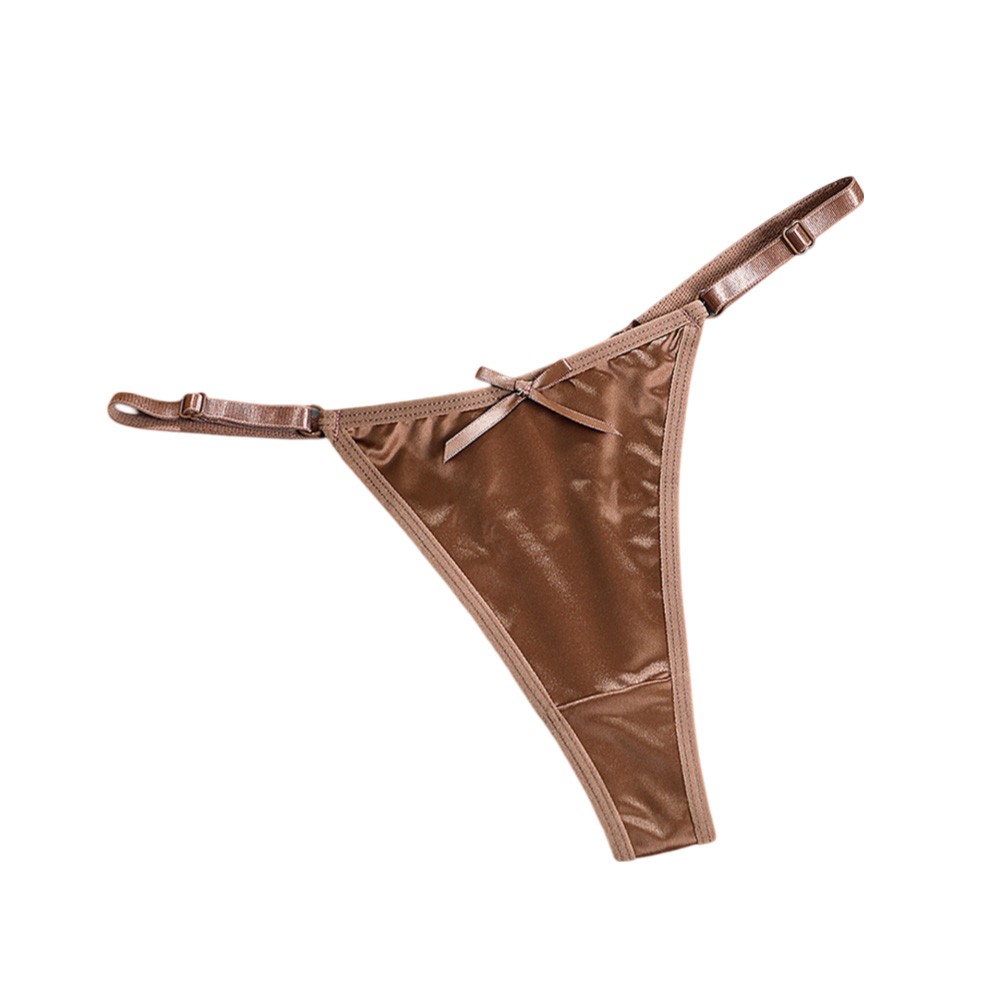 Comfortable Satin String Panties for Women with Bow Accent and Low Waist - Picture 14 of 24