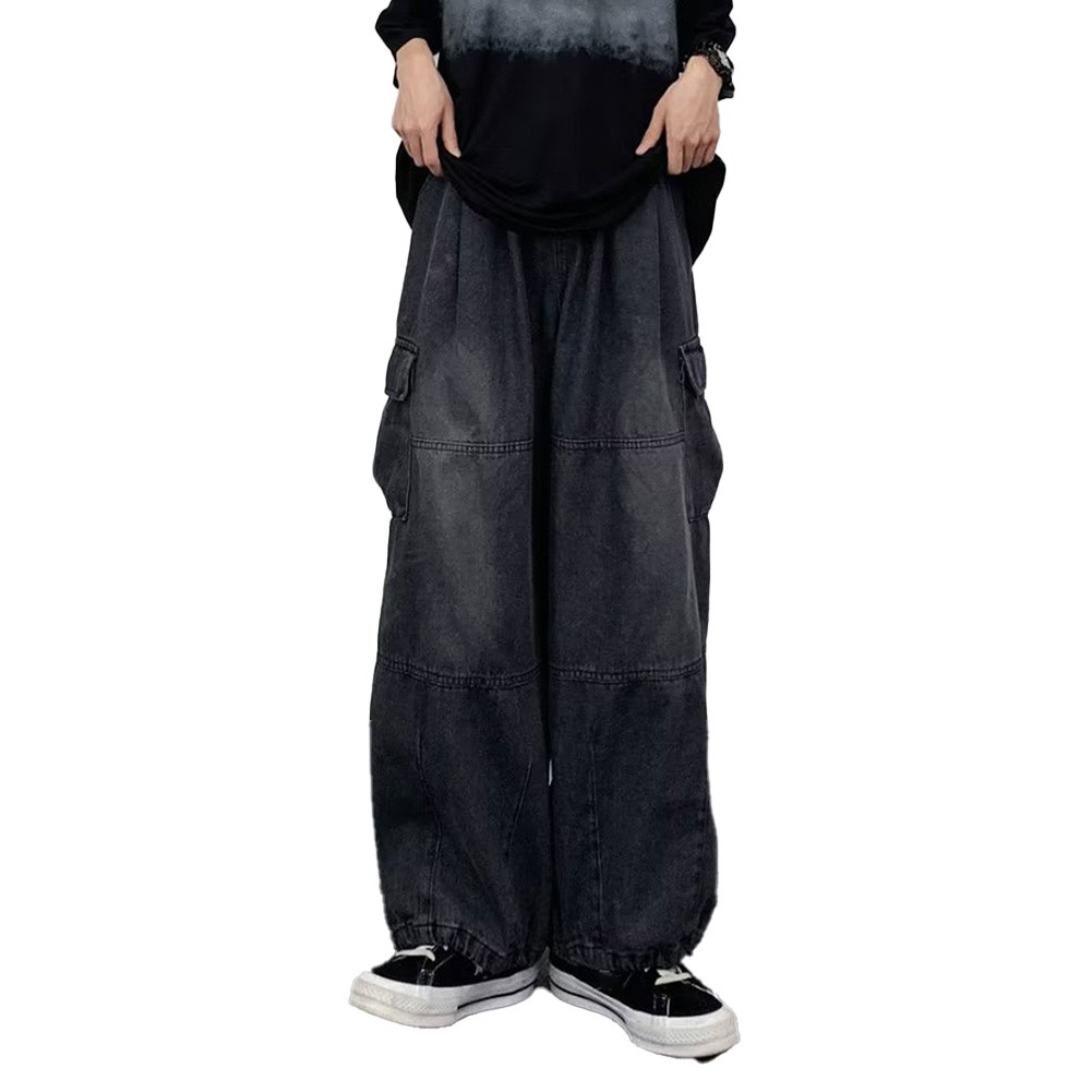 Everyday Wear Men's Baggy Jeans Comfortable Wide Leg Pants with Pockets