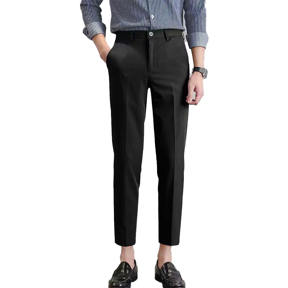 Pantalones blazer estilo coreano informales para hombre pies pequeños calce recto - Imagen 13 de 36