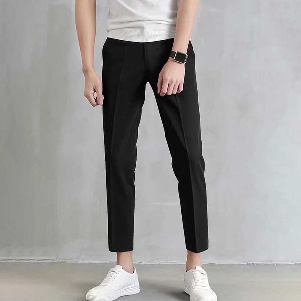 Pantalones blazer estilo coreano informales para hombre pies pequeños calce recto - Imagen 15 de 36