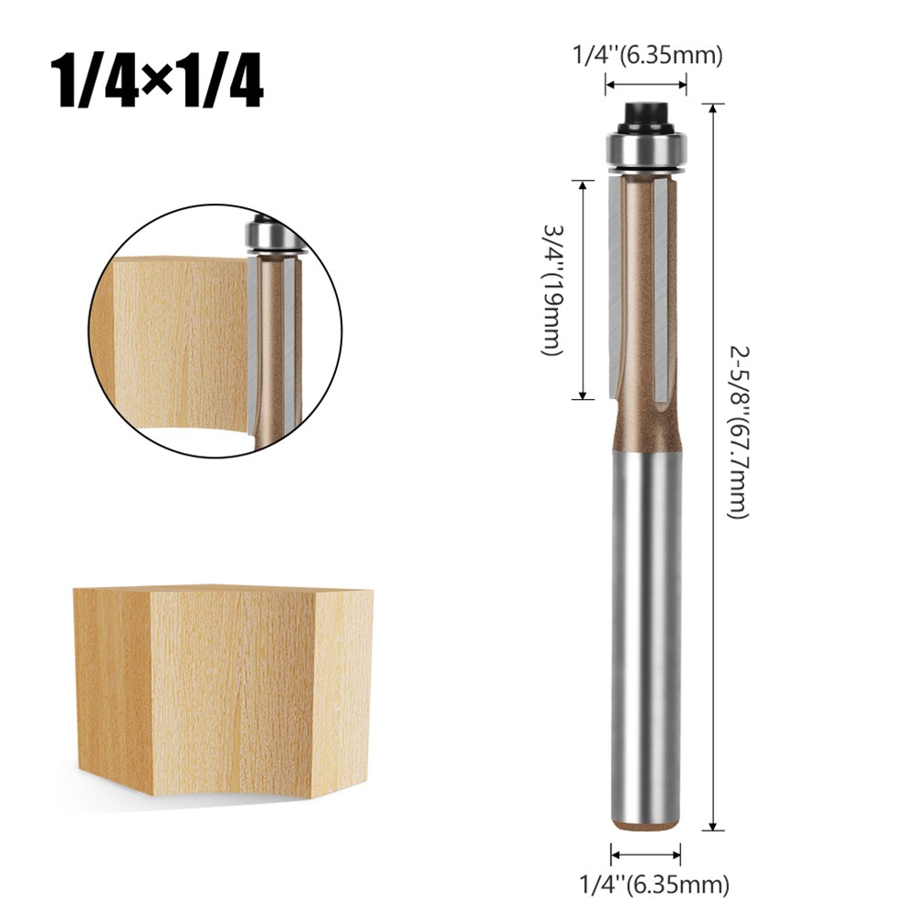 Closed Bearing Roller Design on 6mm Trim Router Bit for Precision Work