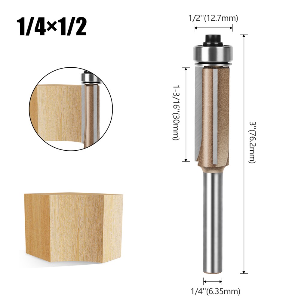Closed Bearing Roller Design on 6mm Trim Router Bit for Precision Work