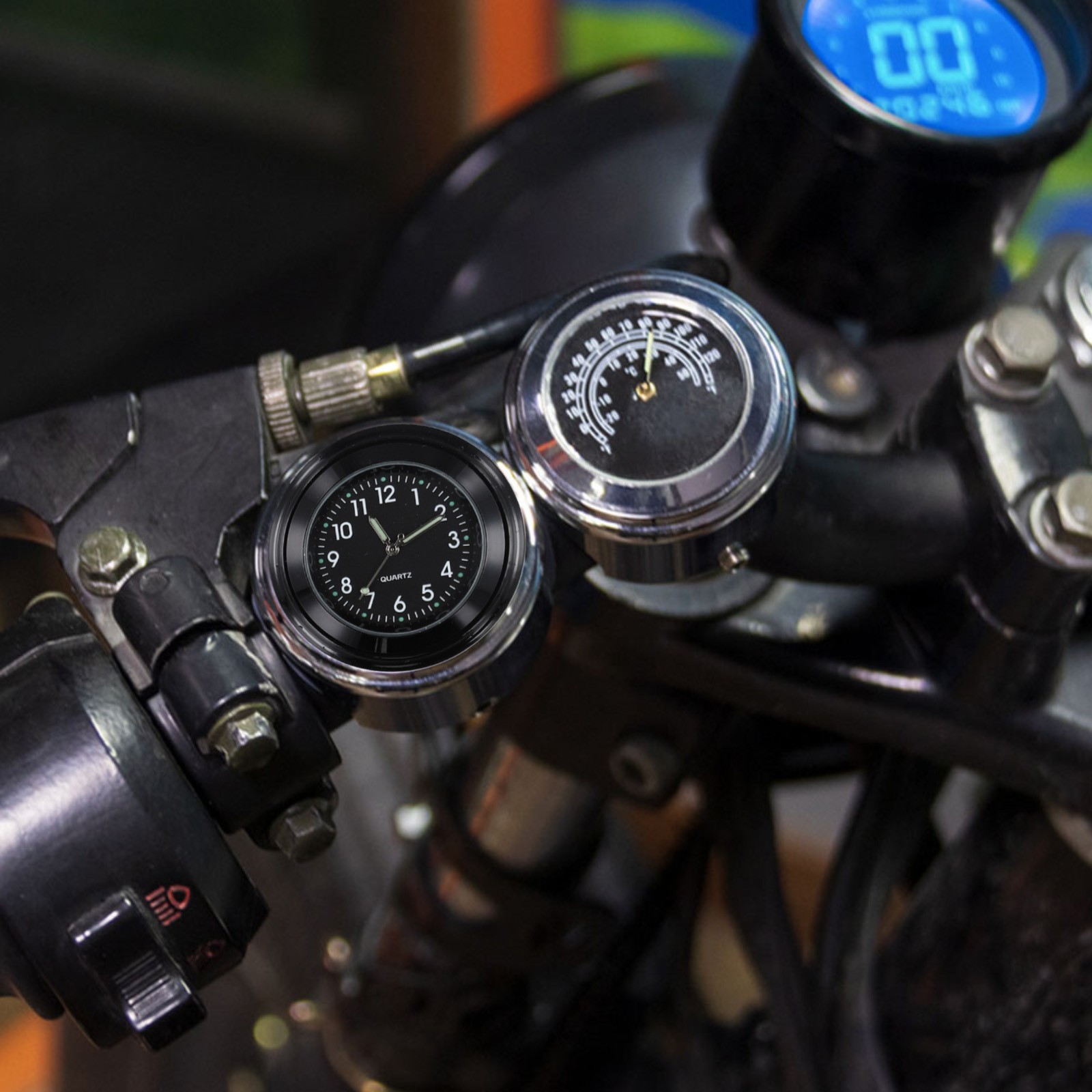 Bike Accessories Handlebar Clock And Thermometer Convenient And Stylish - Picture 36 of 42