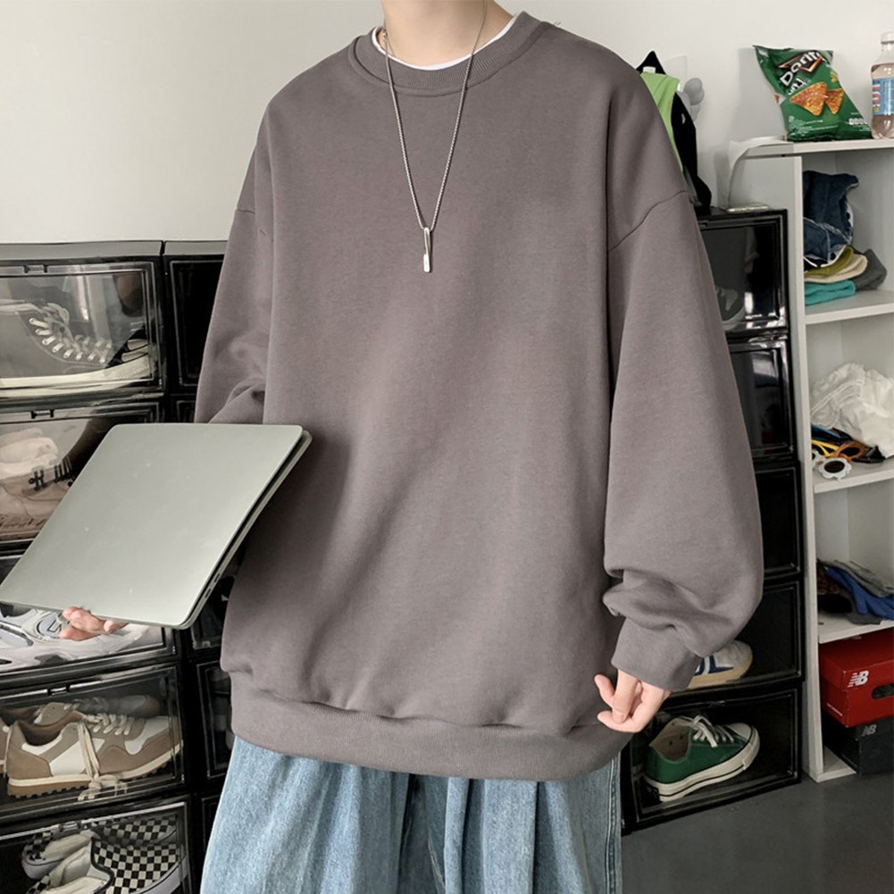 Mens Athletic Long Sleeve Crew Neck Pullover Sweatshirt for Casual Wear - Picture 16 of 28