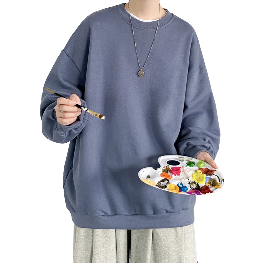 Mens Athletic Long Sleeve Crew Neck Pullover Sweatshirt for Casual Wear - Picture 23 of 28
