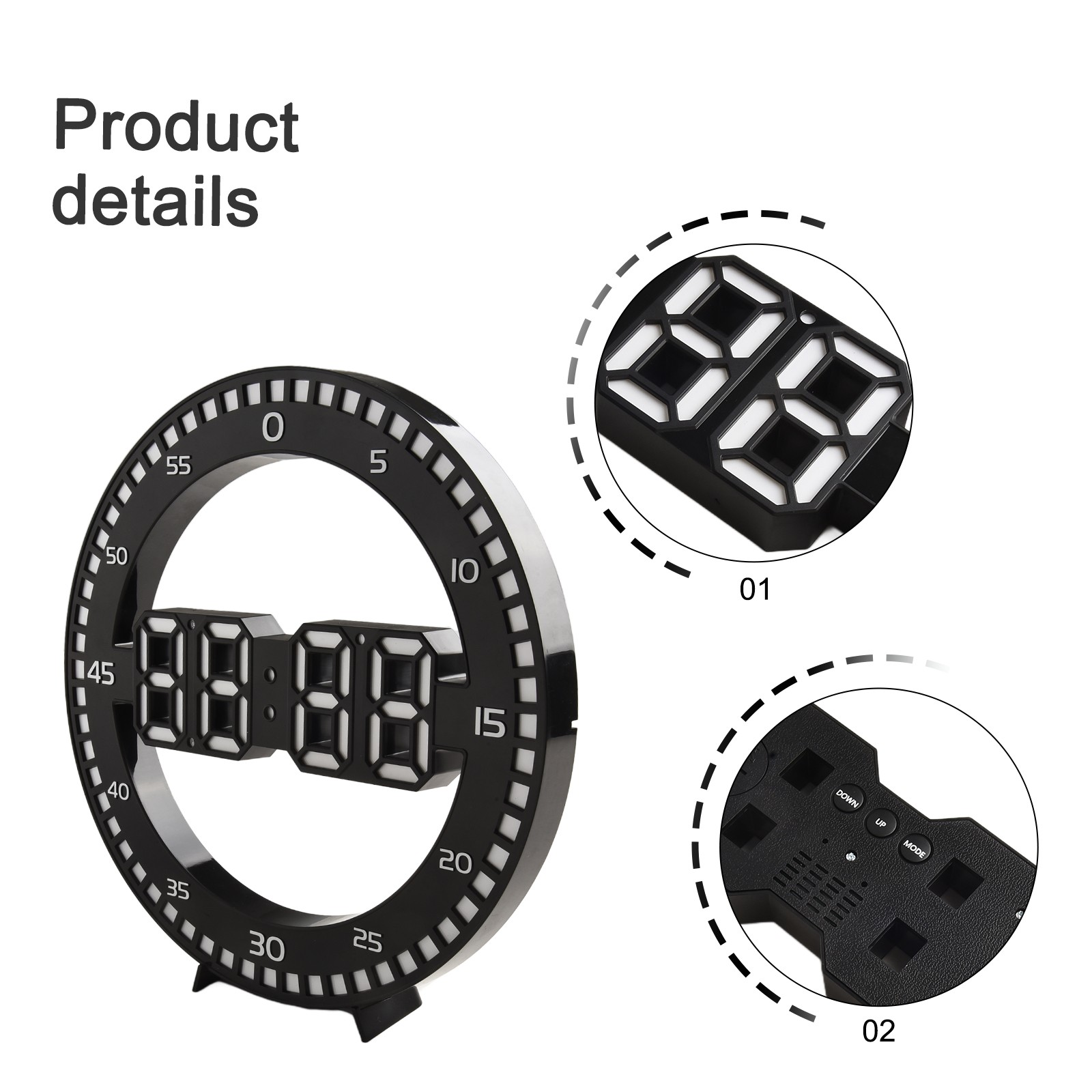 Helligkeitsanpassung Klassenzimmer Leuchtend Digital Wanduhr LED-Licht - Bild 18 von 33