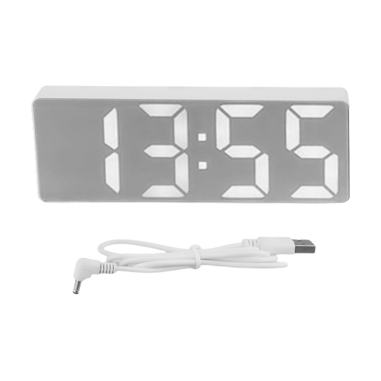 Minimalist White LED Desk Clock with Workday Mode and Silent Operation