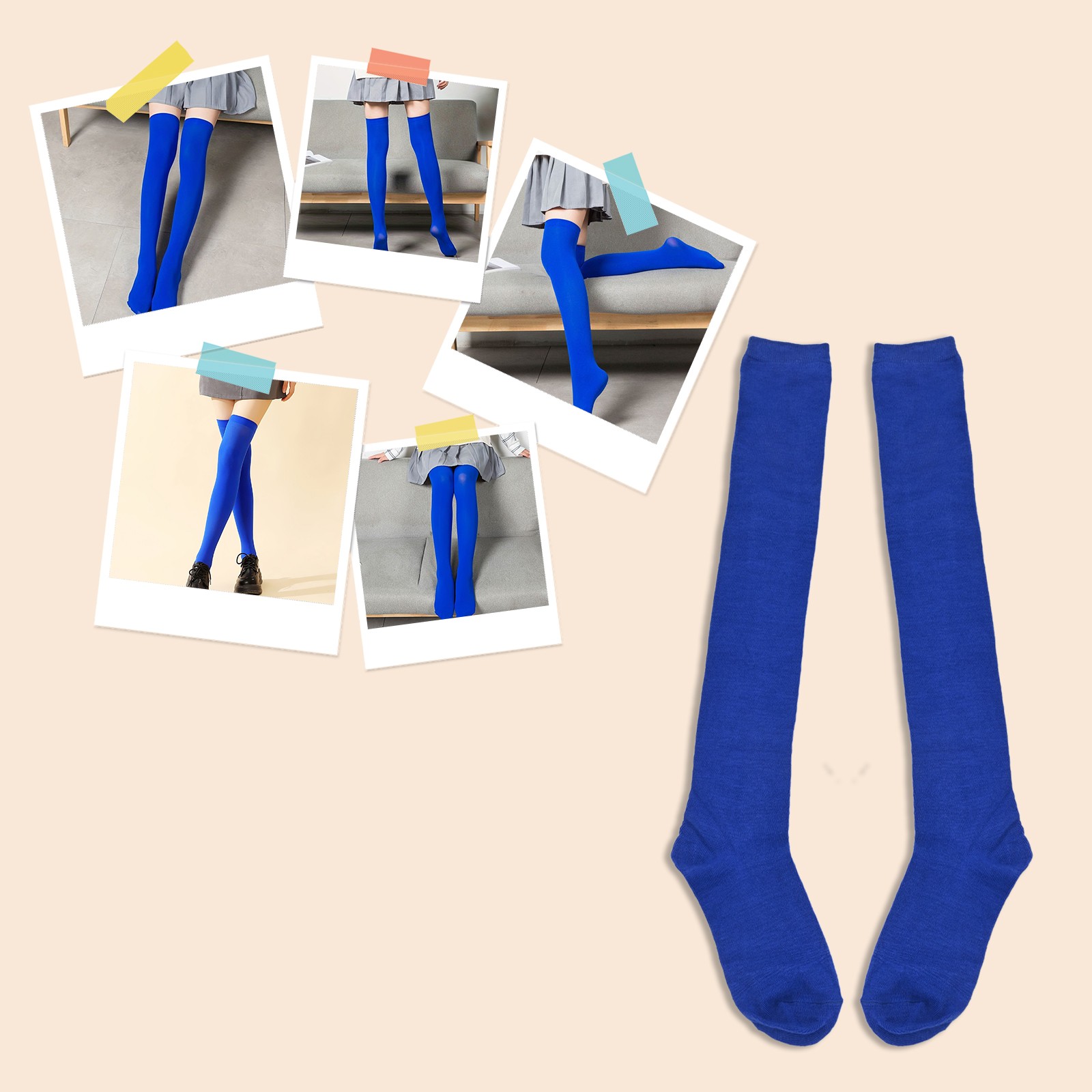Damen Overknee Socken Bonbonfarben Warme Lange Strümpfe für Wintermode - Bild 38 von 45