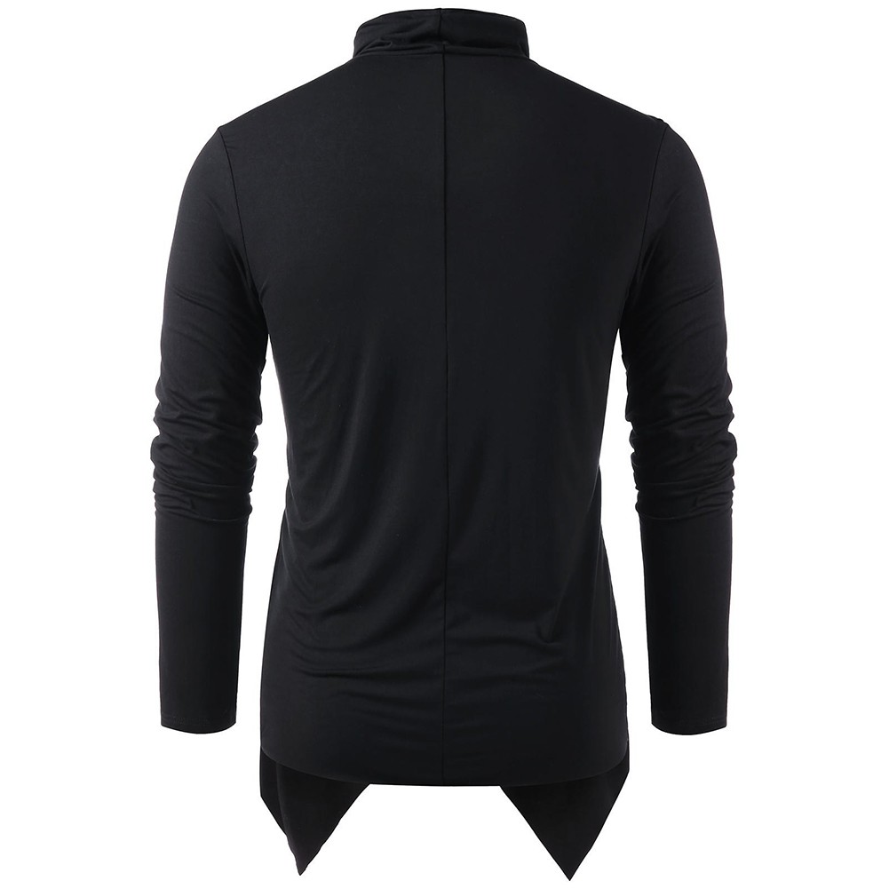 Men's Comfortable Long Sleeve Asymmetrical Overlap Tops for Casual Wear - Picture 17 of 36