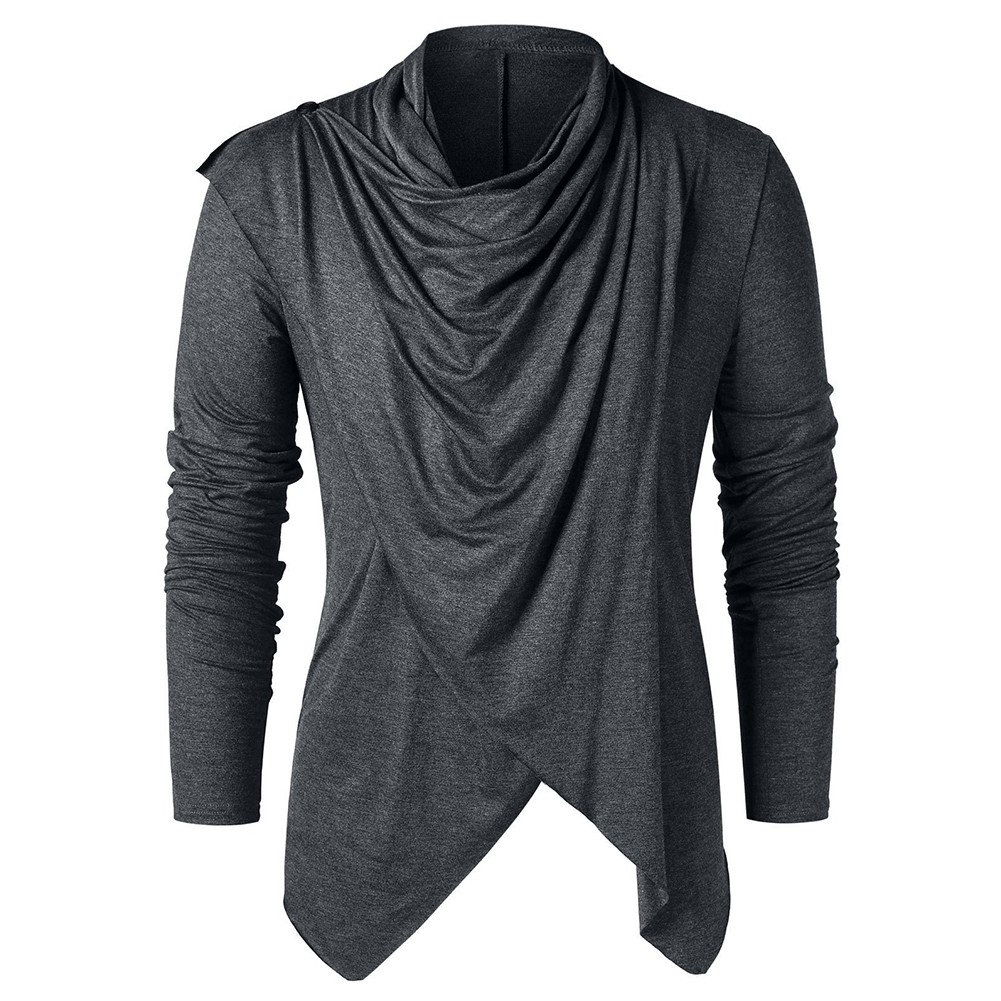 Casual Yet Stylish Men's Asymmetrical Overlap Cardi Top with Shawl Collar - Picture 14 of 29