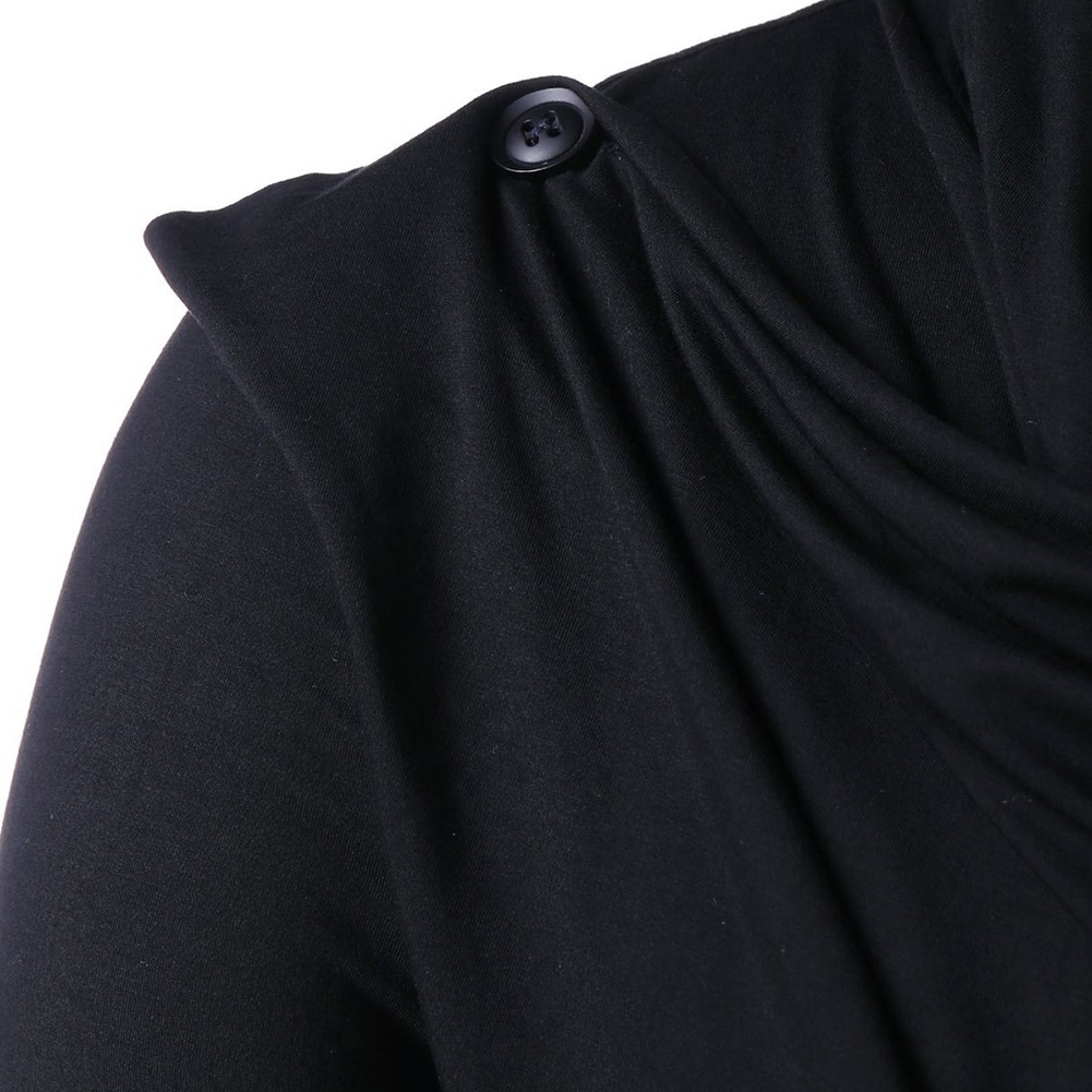 Men's Comfortable Long Sleeve Asymmetrical Overlap Tops for Casual Wear - Picture 18 of 36
