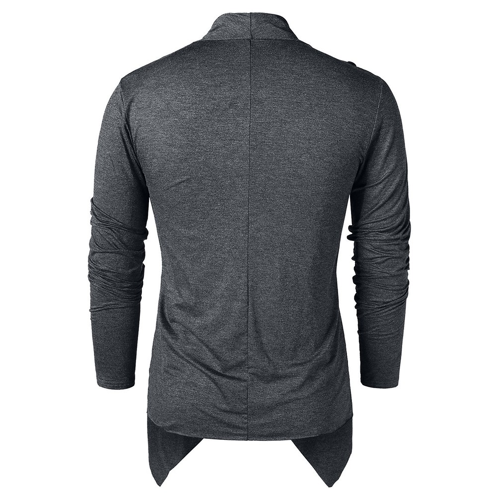 Casual Yet Stylish Men's Asymmetrical Overlap Cardi Top with Shawl Collar - Picture 17 of 29