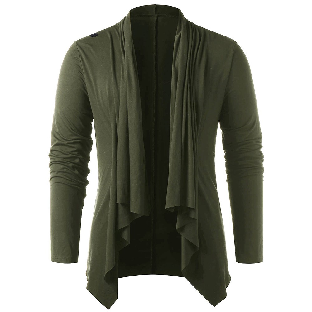 Casual Yet Stylish Men's Asymmetrical Overlap Cardi Top with Shawl Collar - Picture 21 of 29