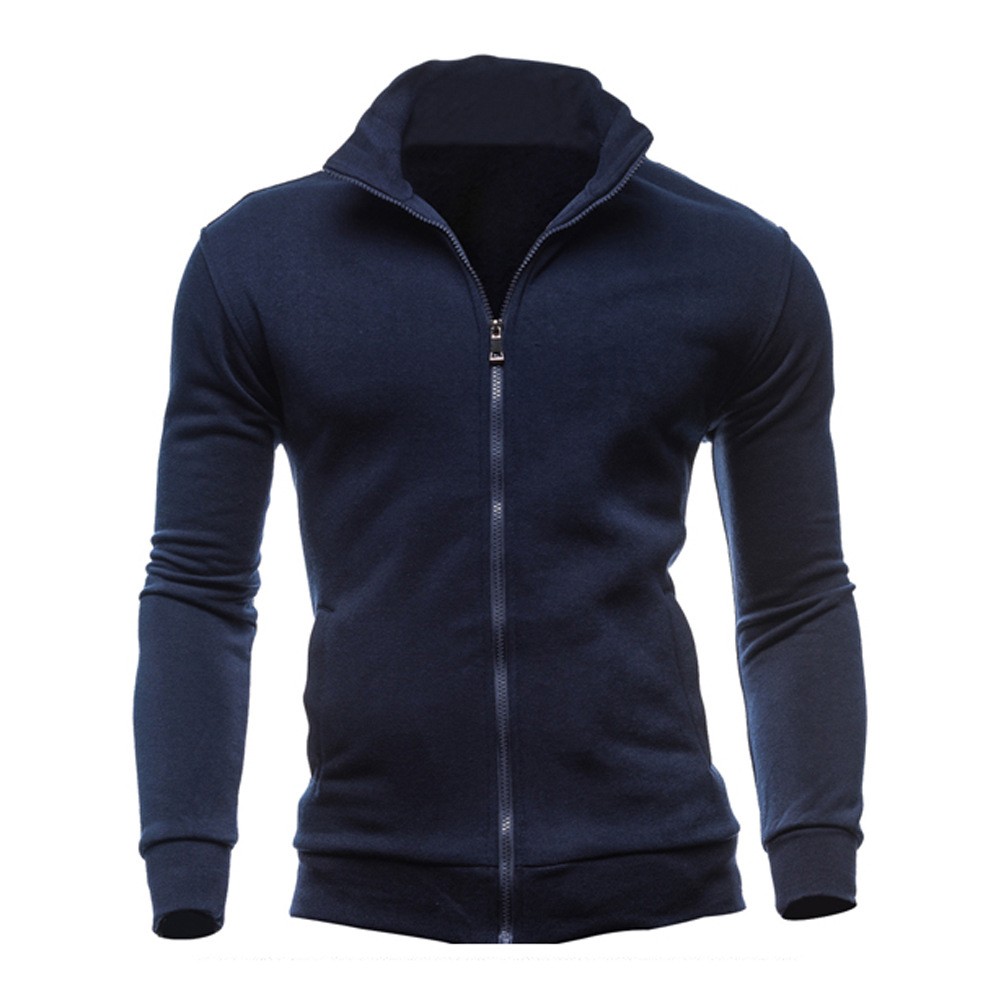 Everyday Wear Men's Long Sleeve Zip Cardigan Sweatshirt in Solid Colors - Picture 12 of 15