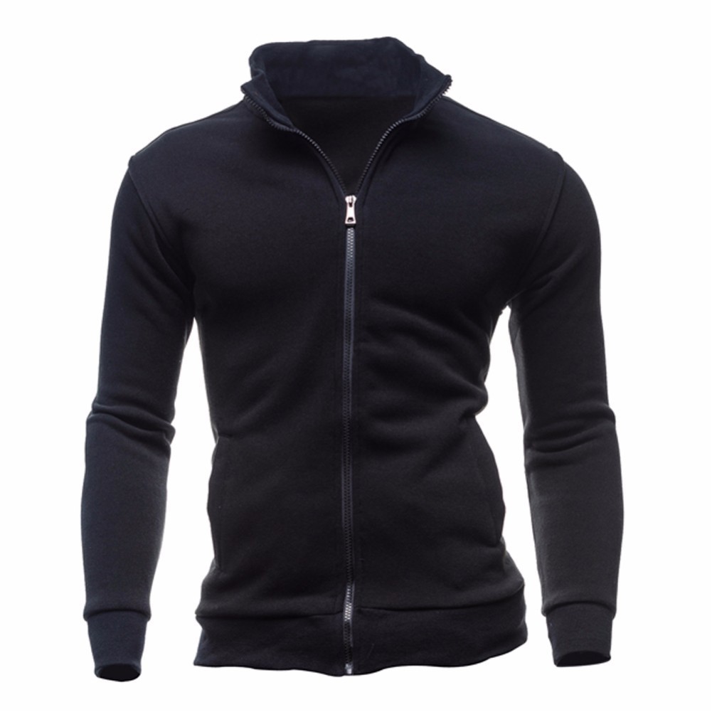 Everyday Wear Men's Long Sleeve Zip Cardigan Sweatshirt in Solid Colors - Picture 7 of 15
