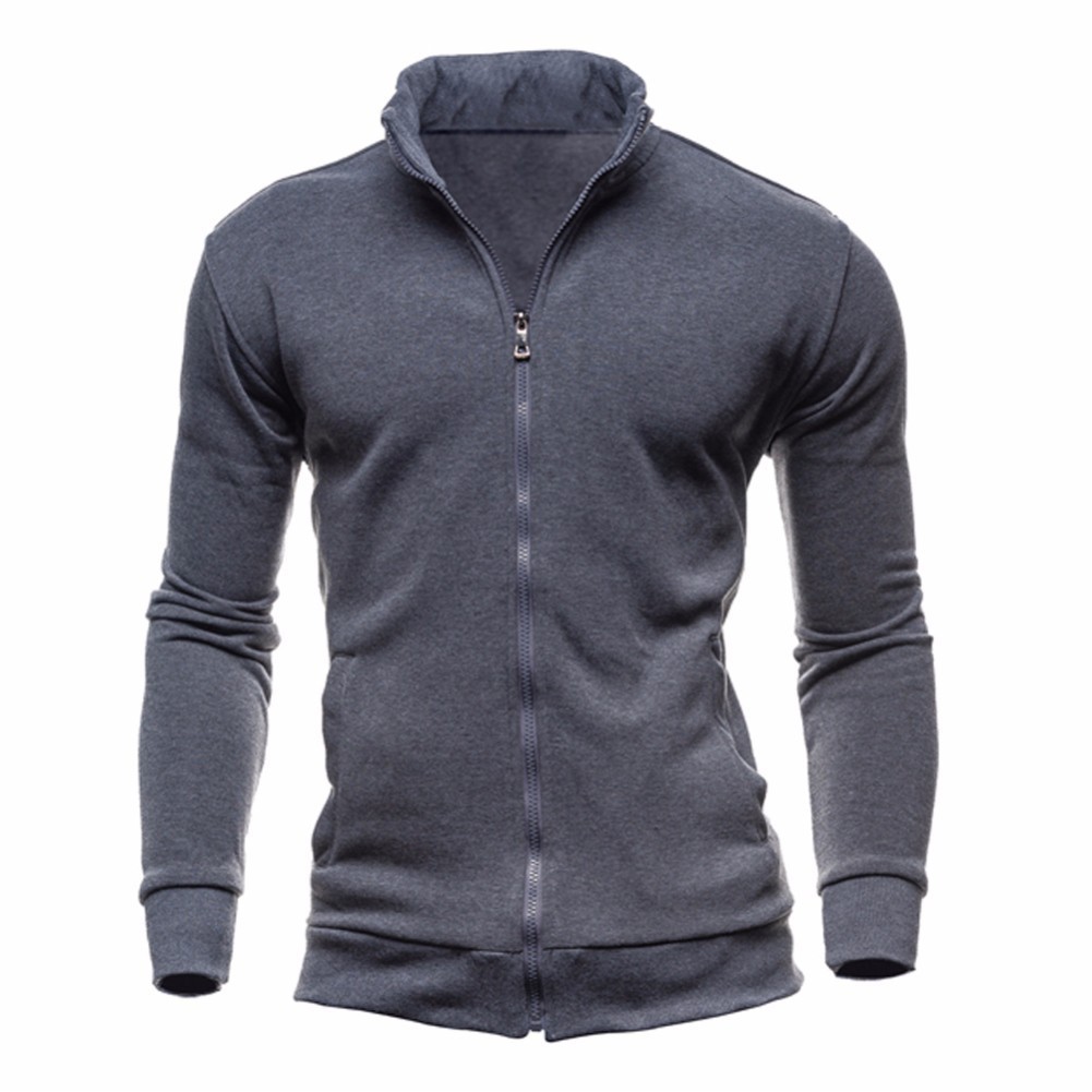Everyday Wear Men's Long Sleeve Zip Cardigan Sweatshirt in Solid Colors - Picture 10 of 15