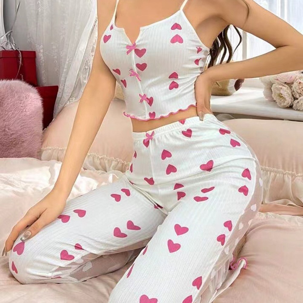 Womens Sleepwear Set with Elegant Mesh Stitching and Distinctive Print Patterns - Picture 21 of 29