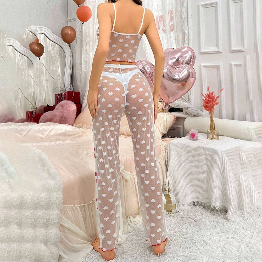 Womens Sleepwear Set with Elegant Mesh Stitching and Distinctive Print Patterns - Picture 22 of 29