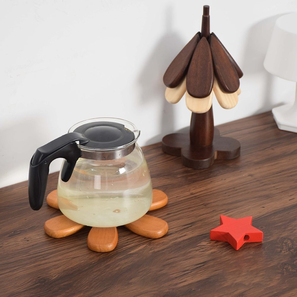 Functional Wooden Tree Trivet Set Safeguard Your Countertops with Style