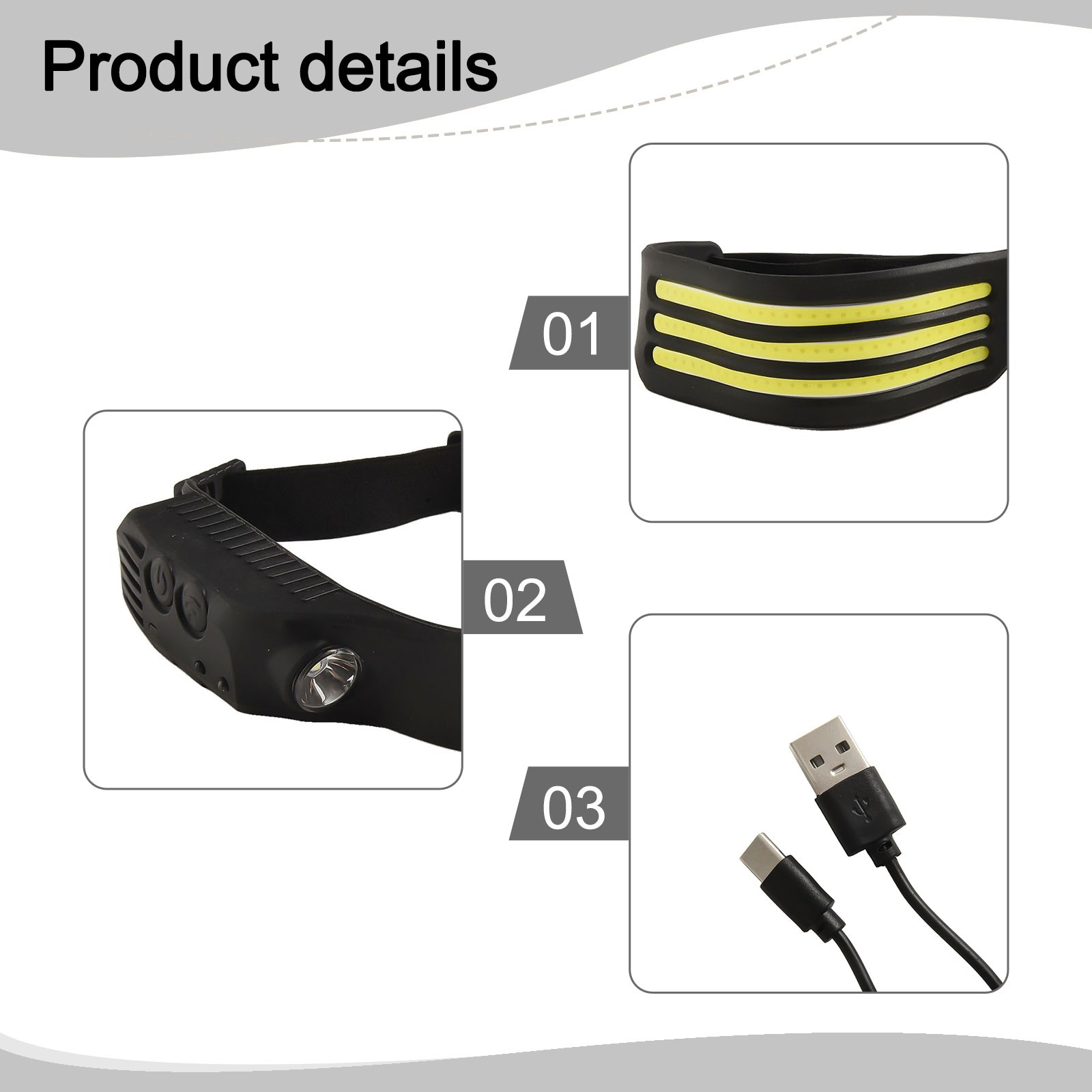 Motion Sensor Control COB LED Headlamp Note Outdoor Cycling And Running