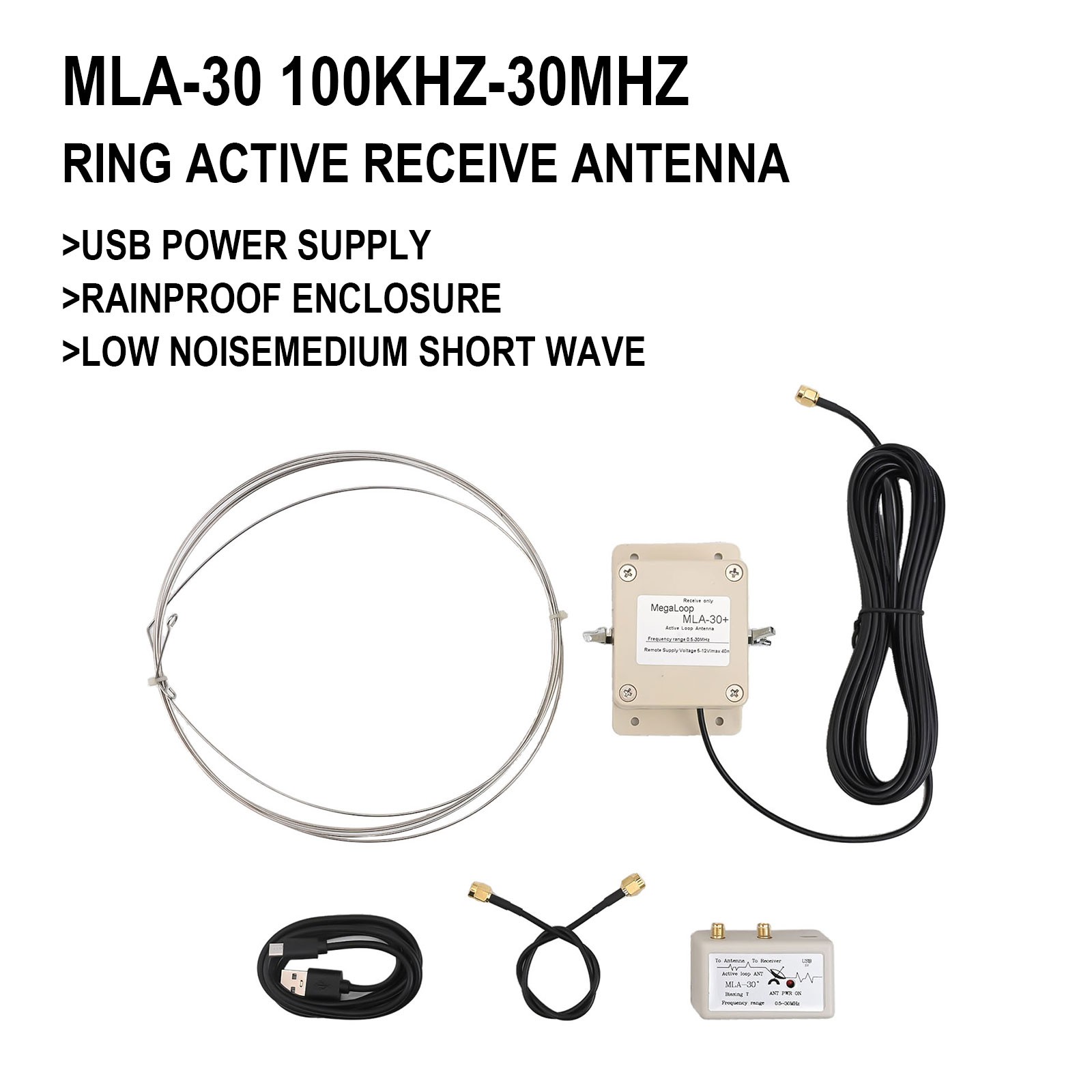 New MLA-30+ Loop Antenna 0.5MHz-30MHz Directional Magnetic USB Powered - Photo 11/12