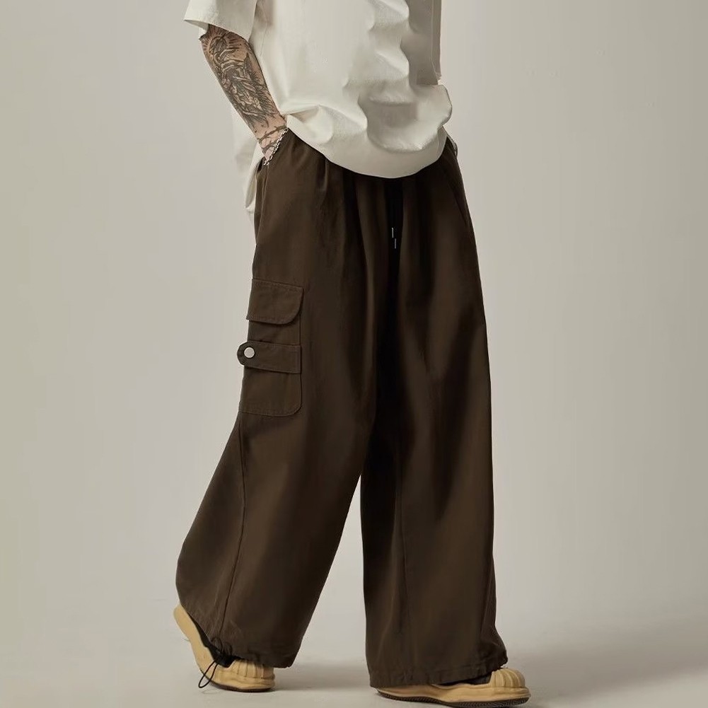 Men's Loose Fit Cargo Pants Oversized Streetwear Trousers with Pocket Design - Picture 21 of 30
