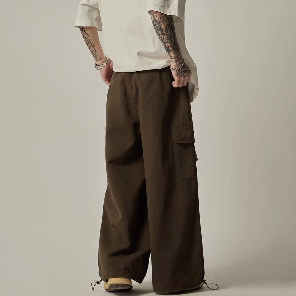 Men's Loose Fit Cargo Pants Oversized Streetwear Trousers with Pocket Design - Picture 23 of 30