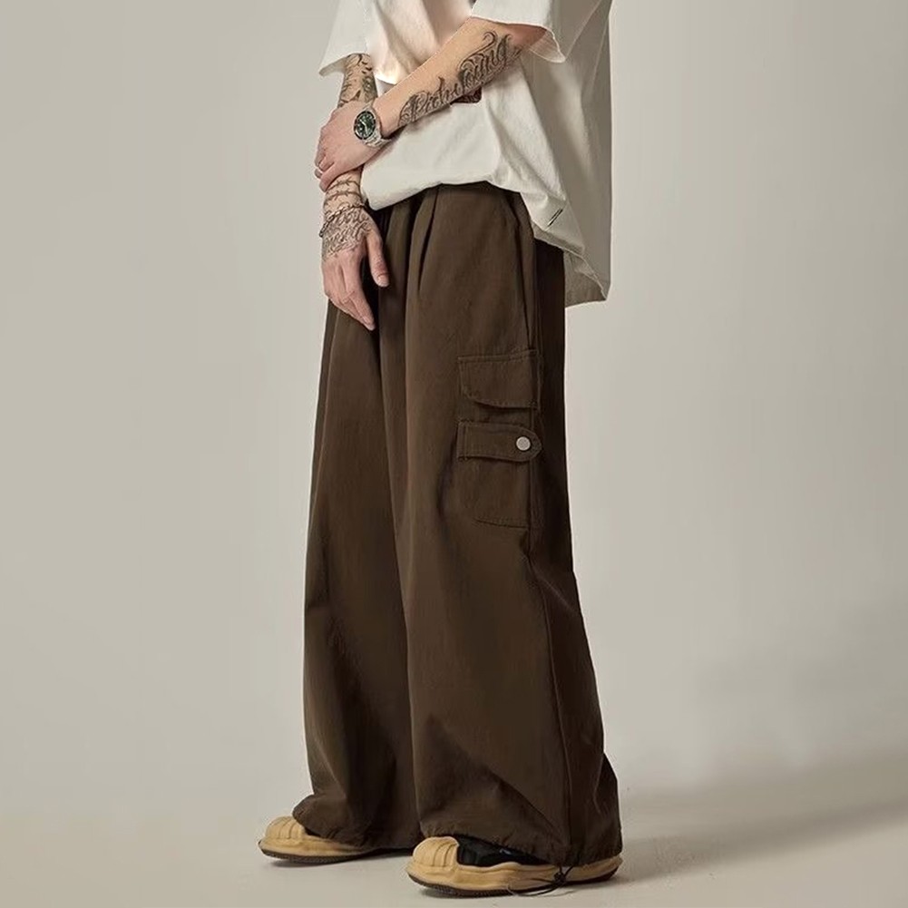 Men's Loose Fit Cargo Pants Oversized Streetwear Trousers with Pocket Design - Picture 19 of 30