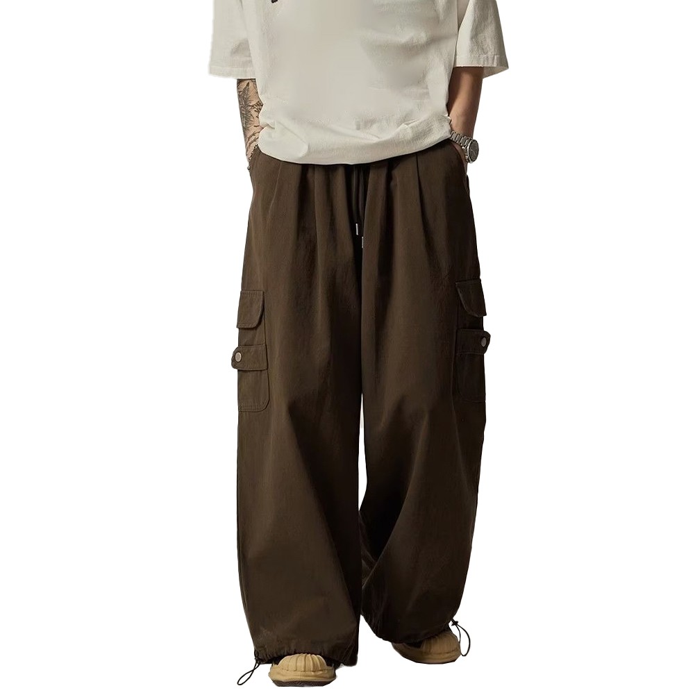 Men's Loose Fit Cargo Pants Oversized Streetwear Trousers with Pocket Design - Picture 18 of 30