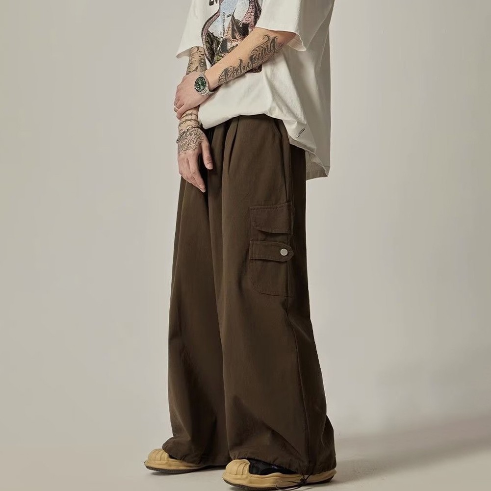 Men's Loose Fit Cargo Pants Oversized Streetwear Trousers with Pocket Design - Picture 22 of 30