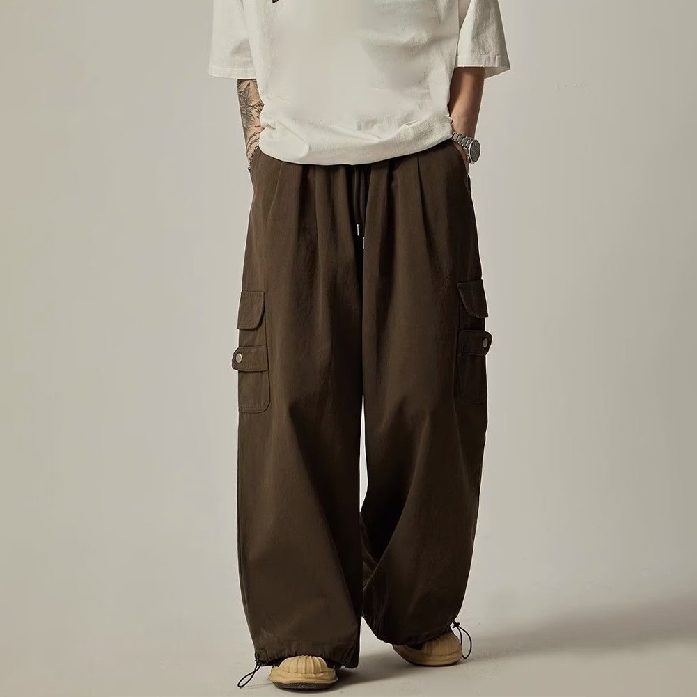Men's Loose Fit Cargo Pants Oversized Streetwear Trousers with Pocket Design - Picture 20 of 30