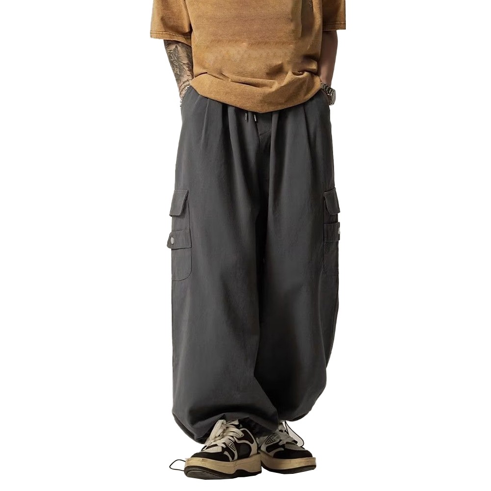 Men's Loose Fit Cargo Pants Oversized Streetwear Trousers with Pocket Design - Picture 25 of 30