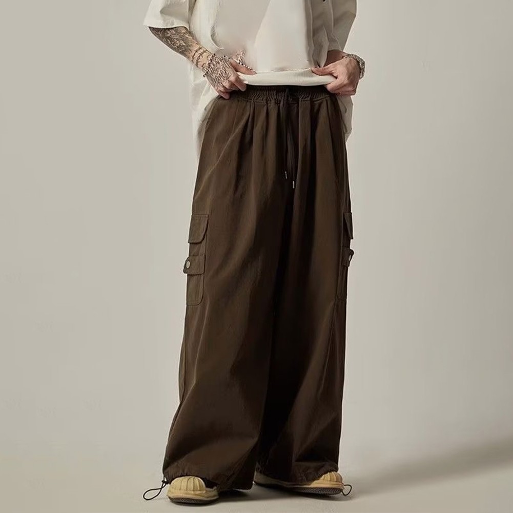 Men's Loose Fit Cargo Pants Oversized Streetwear Trousers with Pocket Design - Picture 17 of 30