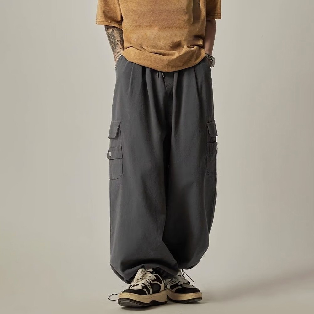 Men's Loose Fit Cargo Pants Oversized Streetwear Trousers with Pocket Design - Picture 24 of 30