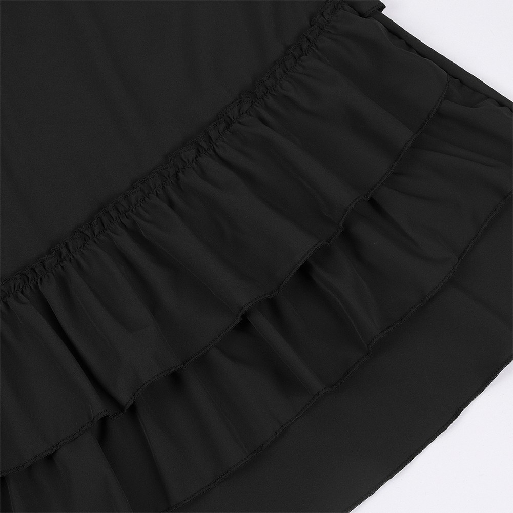 Gothic Women's Party Dress featuring a Unique Irregular Ruffled Design - Picture 18 of 37