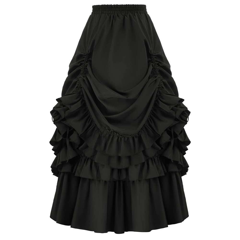 Gothic Women's Party Dress featuring a Unique Irregular Ruffled Design - Picture 17 of 37