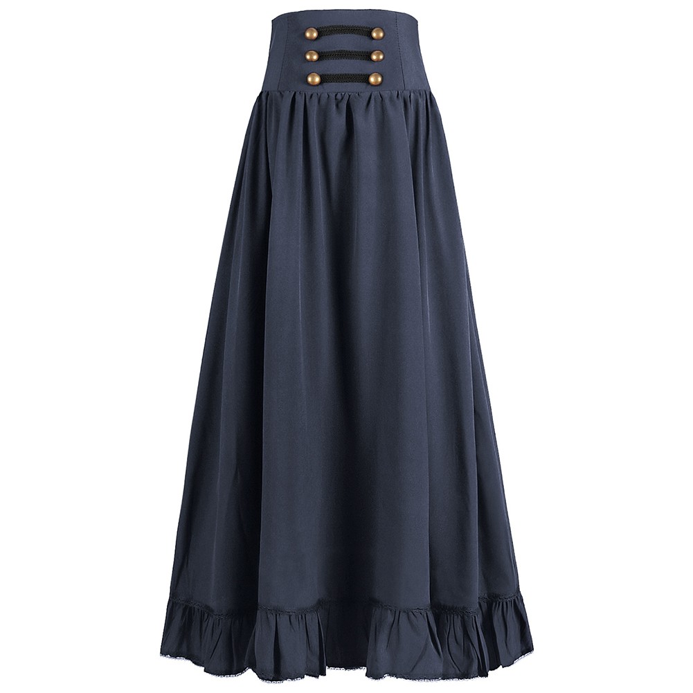 Victorian Style Ruffled Long Skirt for Women Casual Pleated Party Wear