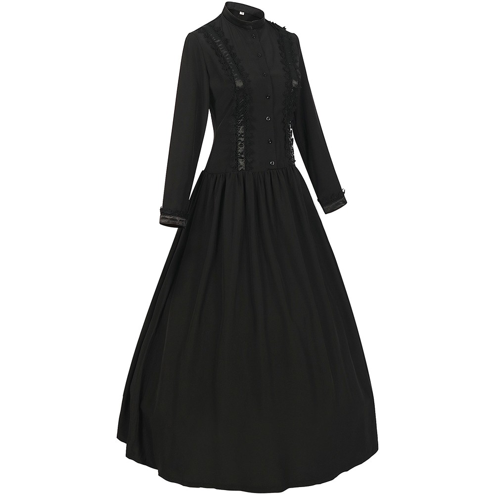 Lace Detail Women's Gothic Dress Ideal for Medieval Festivals and Events - Picture 14 of 19