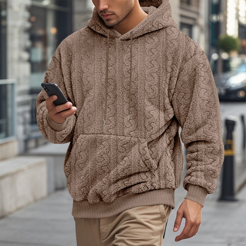 Trendy vente en gros Mens Hooded Sweatshirt Loose Fit Jacquard Fleece for Cold Weather