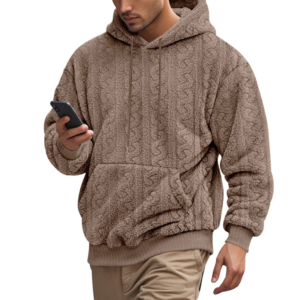 Trendy Mens Hooded Sweatshirt Loose Fit Jacquard achats Fleece for Cold Weather