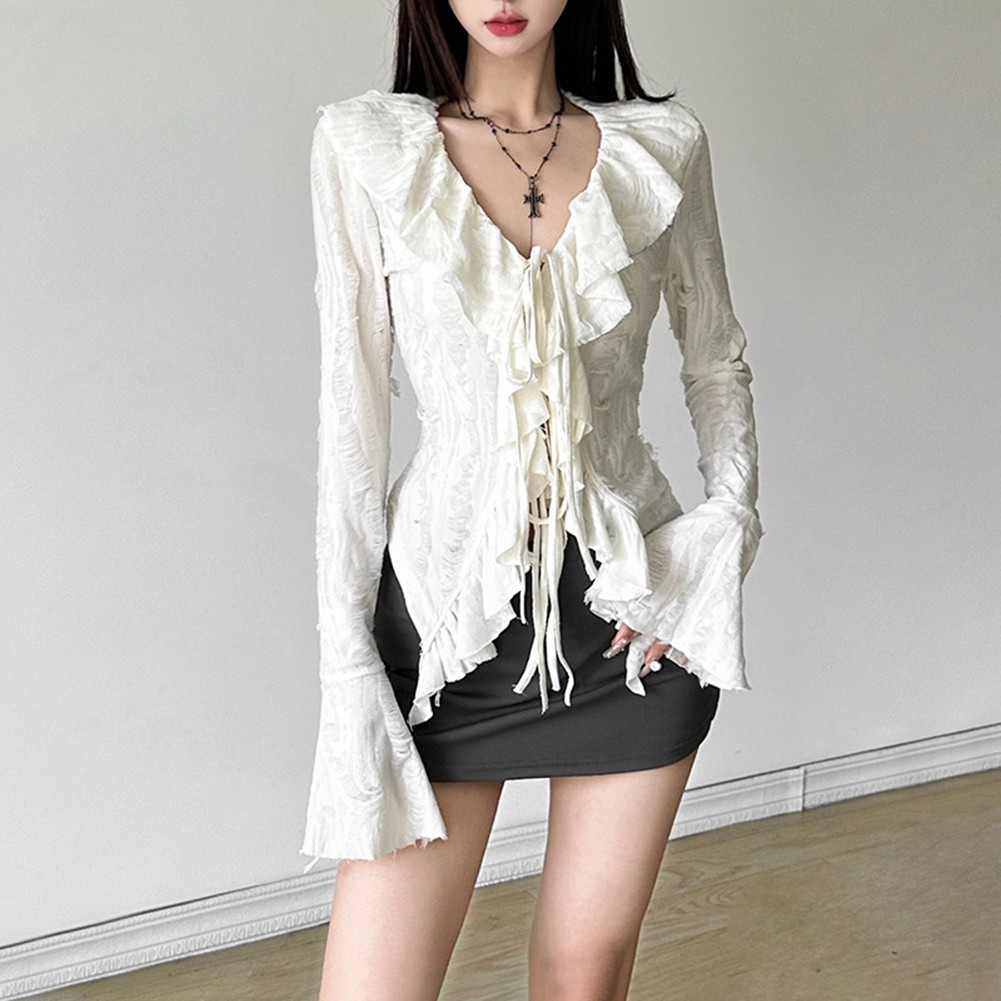 Casual Gothic Style Flared TShirt for Women in Spring and Autumn Seasons - Picture 15 of 48