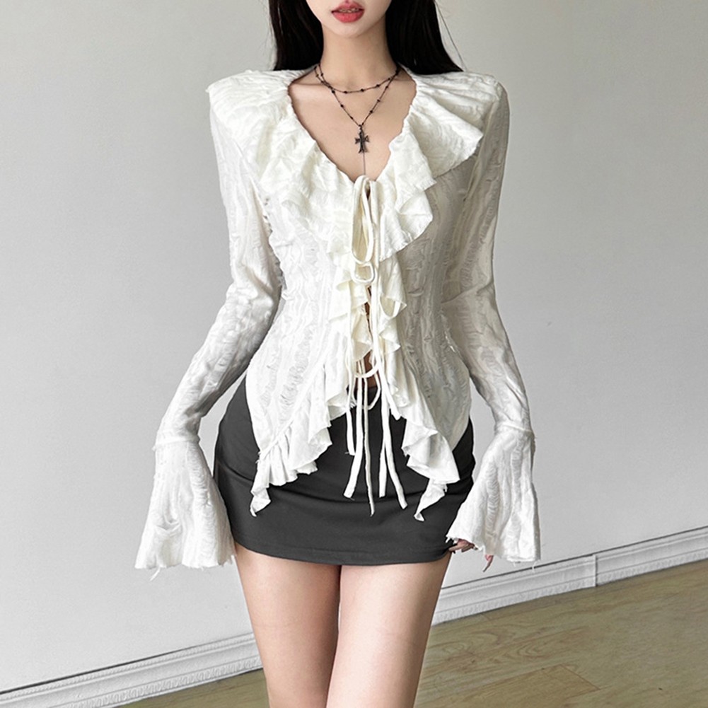 Casual Gothic Style Flared TShirt for Women in Spring and Autumn Seasons - Picture 13 of 48