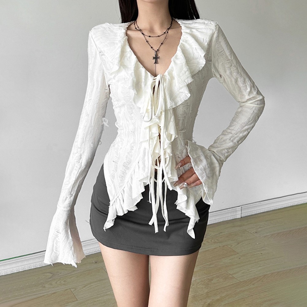 Casual Gothic Style Flared TShirt for Women in Spring and Autumn Seasons - Picture 17 of 48