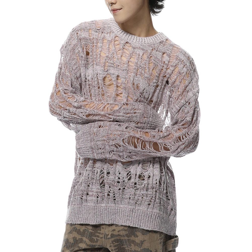 Fashionable Mens Knitted Sweater with Hollow Out Design for Autumn Wear - Picture 15 of 47