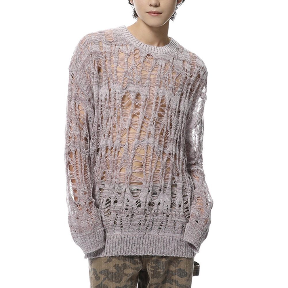 Fashionable Mens Knitted Sweater with Hollow Out Design for Autumn Wear - Picture 17 of 47