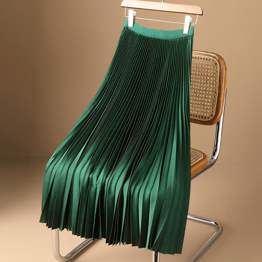 Thin High Waist Pleated Skirt for Women Casual Solid Color Fashion Wear - Picture 7 of 9