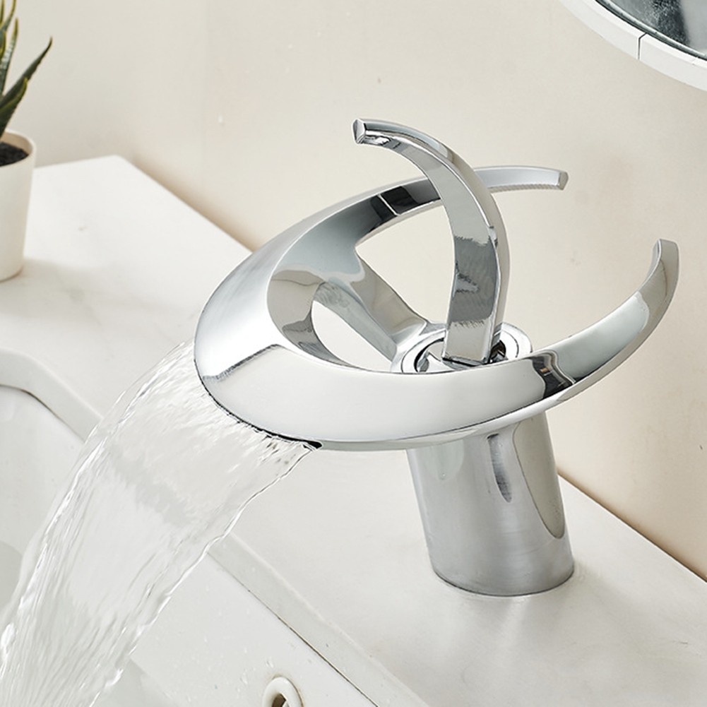 Moderne Wasserfall Wasserhahn für Zuhause Badezimmer Waschbecken mit Warm- und Kaltfunktion - Bild 14 von 21