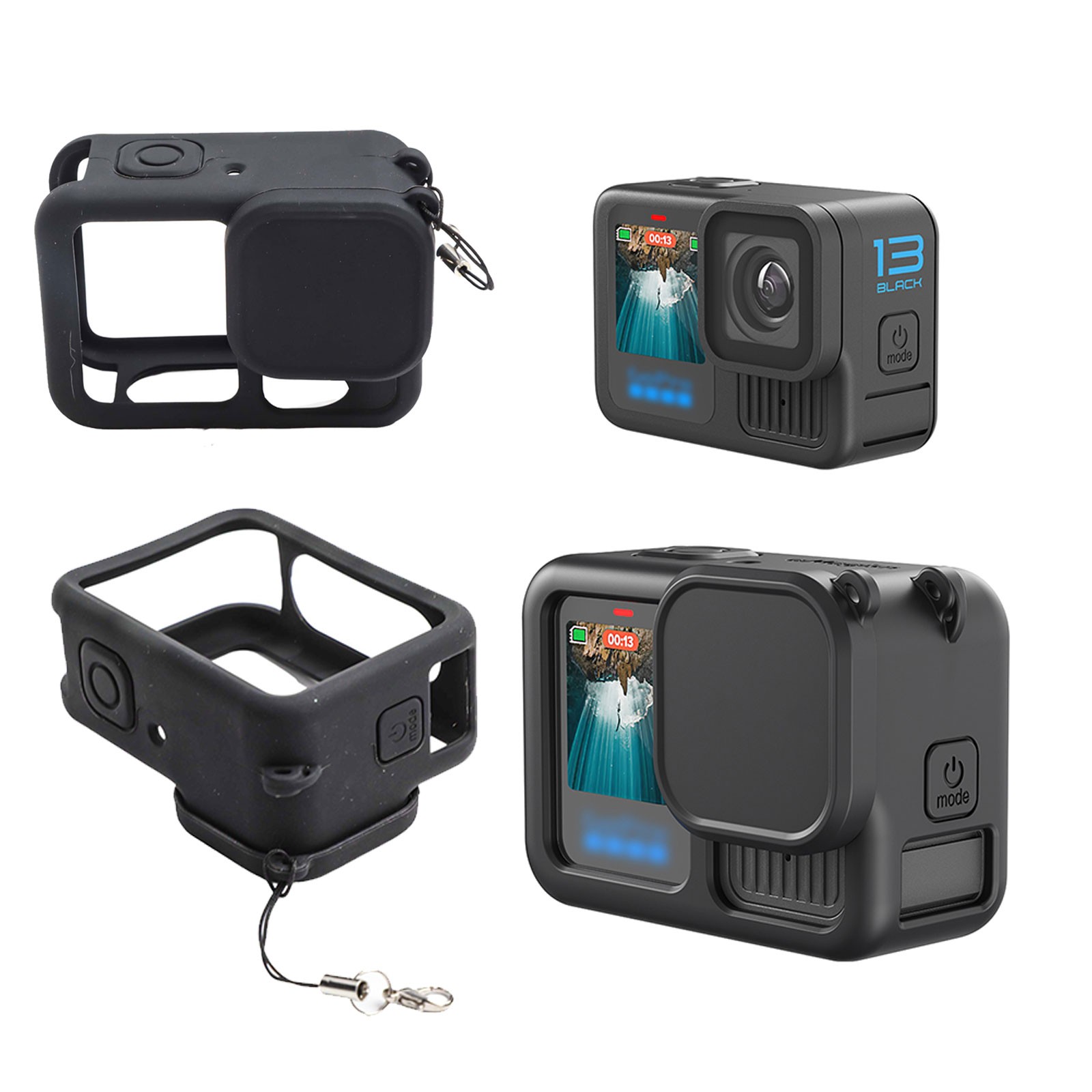 For GoPro Hero13 Black Silicone Case with Lanyard and Lens Cover Accessory - Picture 23 of 32