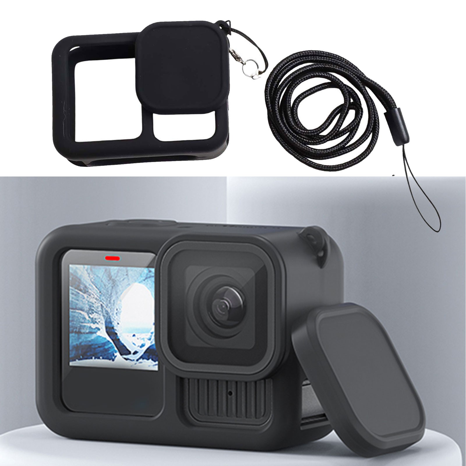 For GoPro Hero13 Black Silicone Case with Lanyard and Lens Cover Accessory - Picture 18 of 32