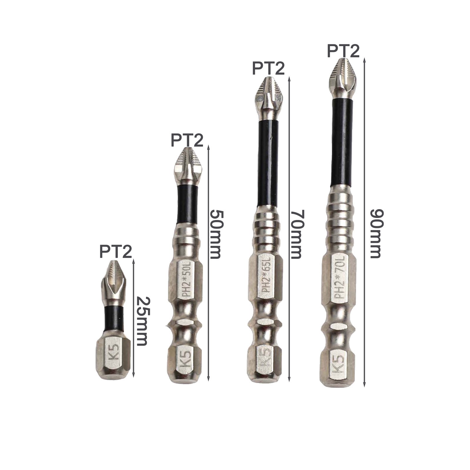 HEIBTENY Set Di 10 Punte Per Cacciavite, Magnetiche, Antiscivolo, Con 2 Adattatori A Sgancio Rapido, In Lega Di Acciaio Per Avvitatori A Percussione, 25 Mm-90 Mm - Foto 8